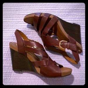 Franco Sarto strappy leather wedge sandals